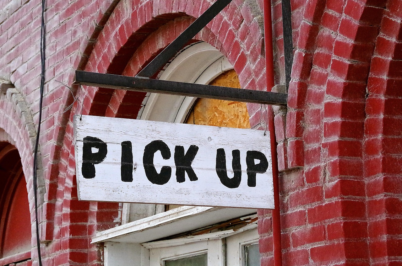brick, wall, pick up, sign, feed store, rustic, pick up, pick up, pick up, pick up, pick up